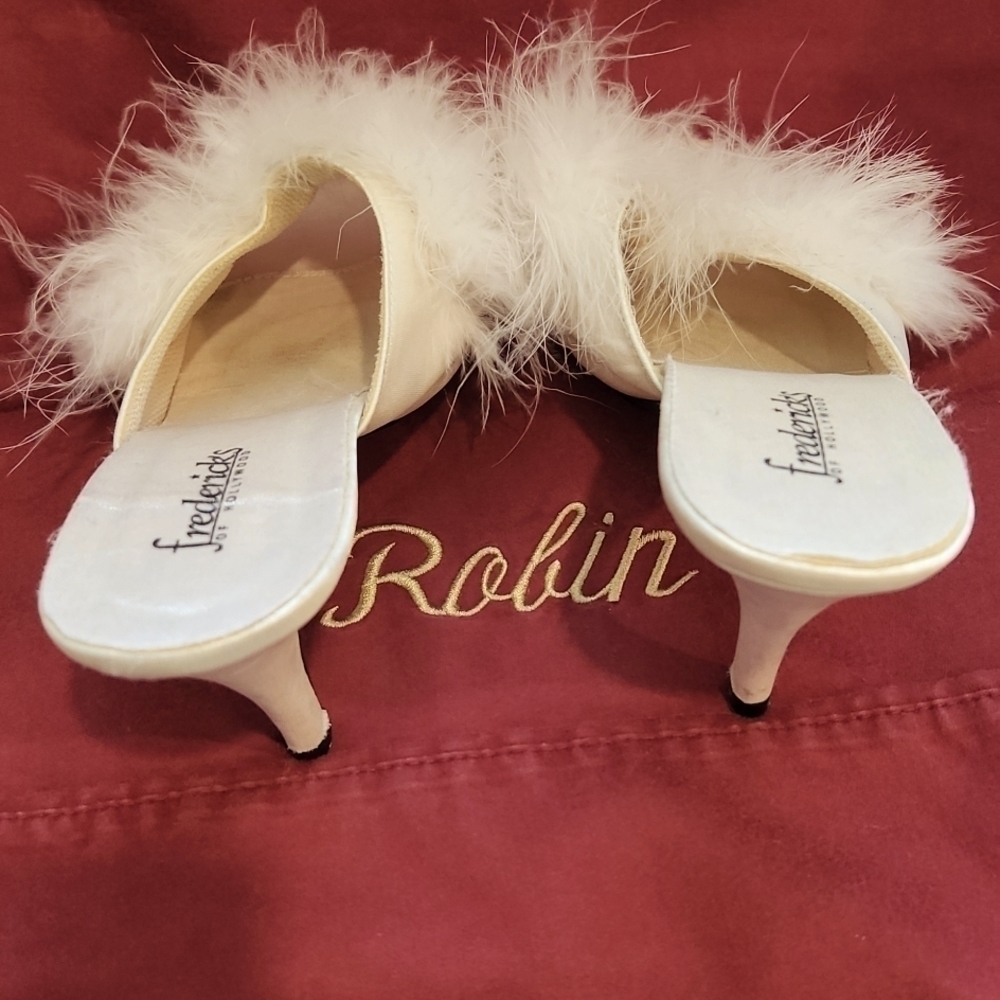 Frederick's of Hollywood Cream Feather Heels - Picture 3 of 5